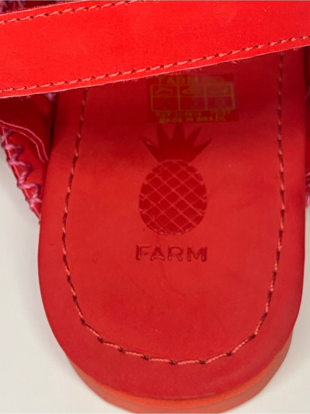 FARM Rio Red Whipstitch Sandals Women’s US 10 Leather Strappy Brazil - Picture 8 of 13
